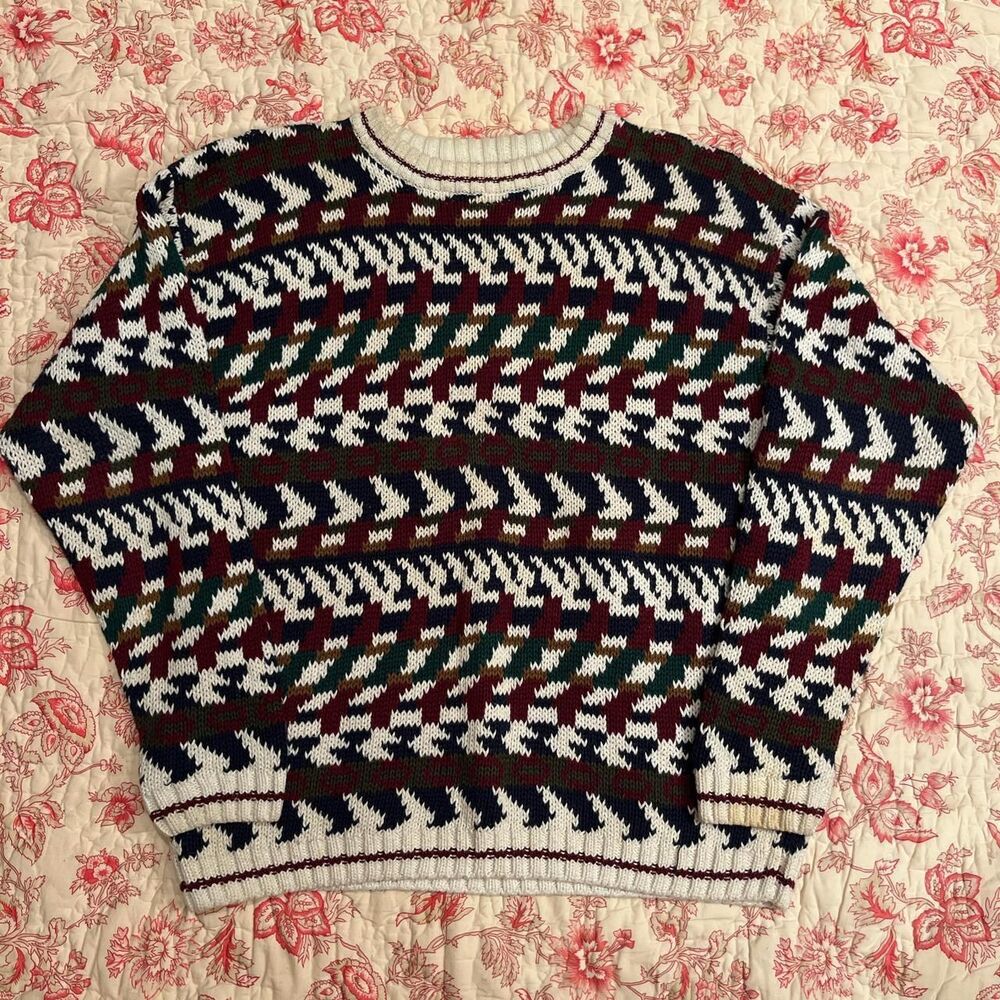 Vintage 90s Driving Force Lofty Fit Grandpa sweater Colorful Pattern r